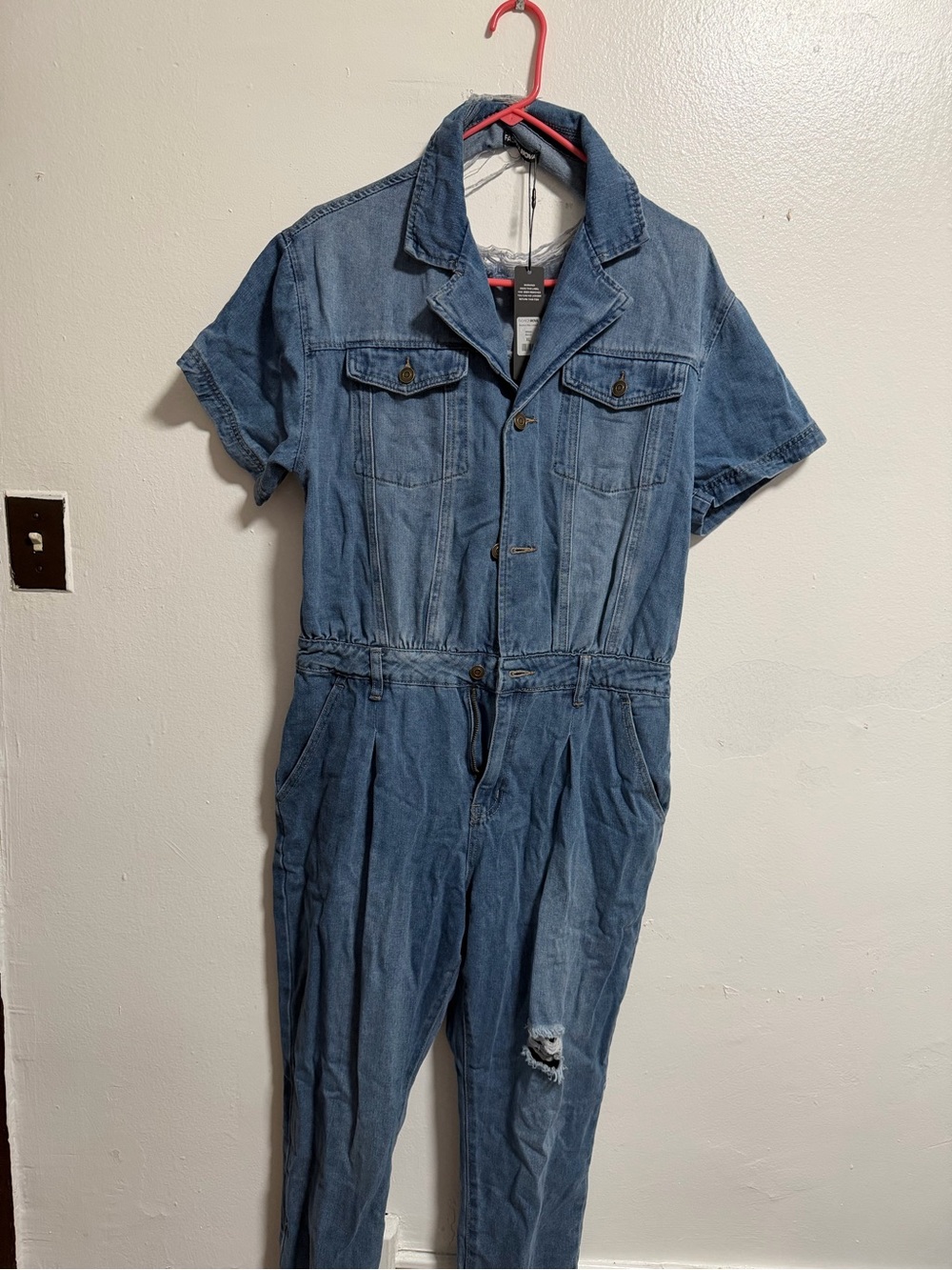 Fashion nova Denim Jumpsuit Romper in Medium Blue